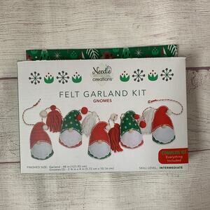 Needle Creations Christmas Gnome Felt Garland Kit 48" Finished Holiday Craft NEW